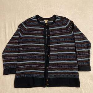 L.L. Bean Men's Nordic Fair Isle Crewneck Sweater Navy Blue Size M